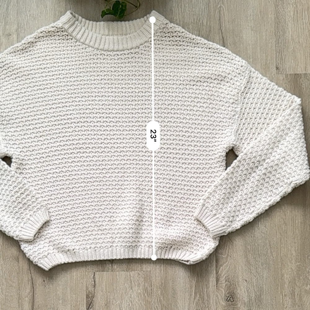 Universal Thread Cream Fisherman Knit Cozy Crewneck Pullover Sweater - Picture 4 of 9